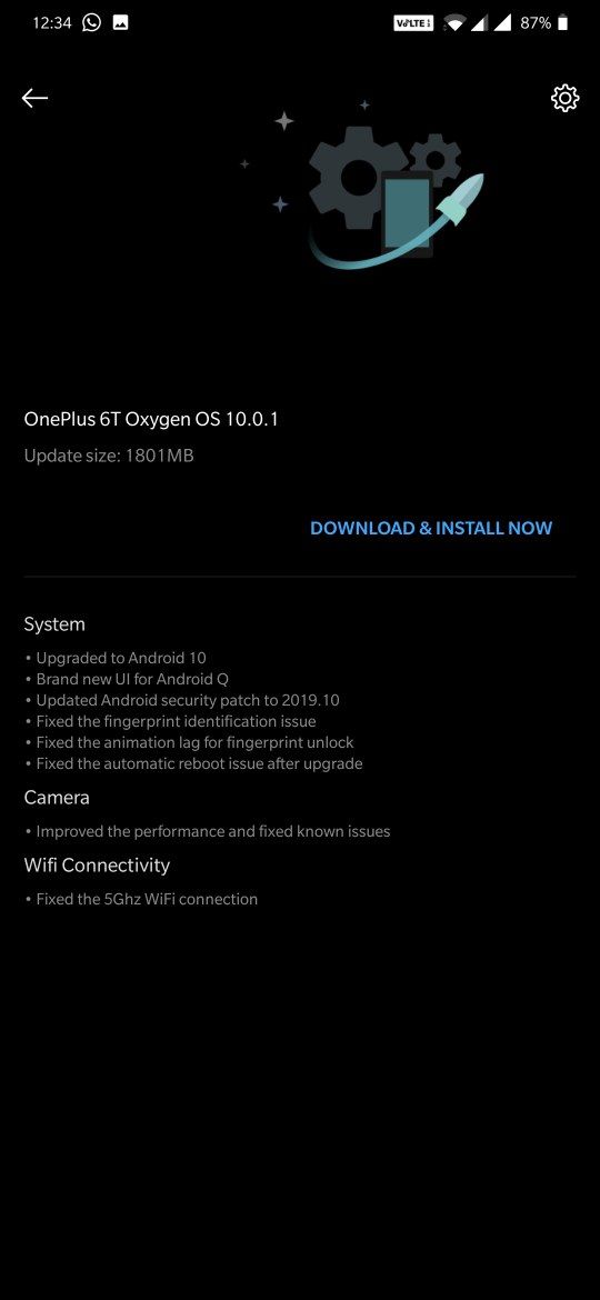 Oxygen OS 10.0.1 for the OnePlus 6 and 6T ota downloads