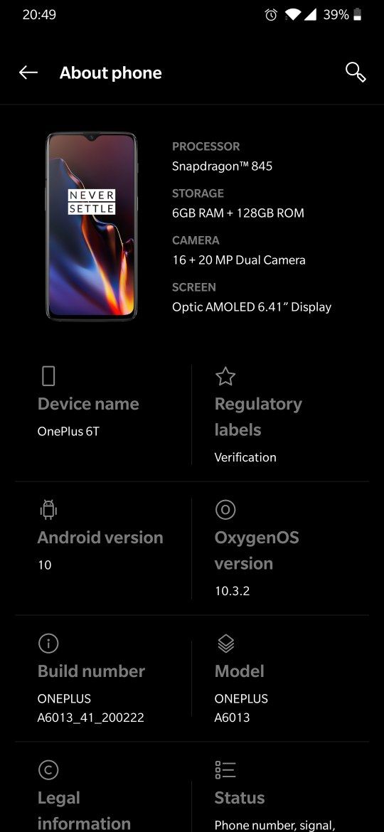 Oxygen Os 10.3.2 for oneplus 6 and 6T