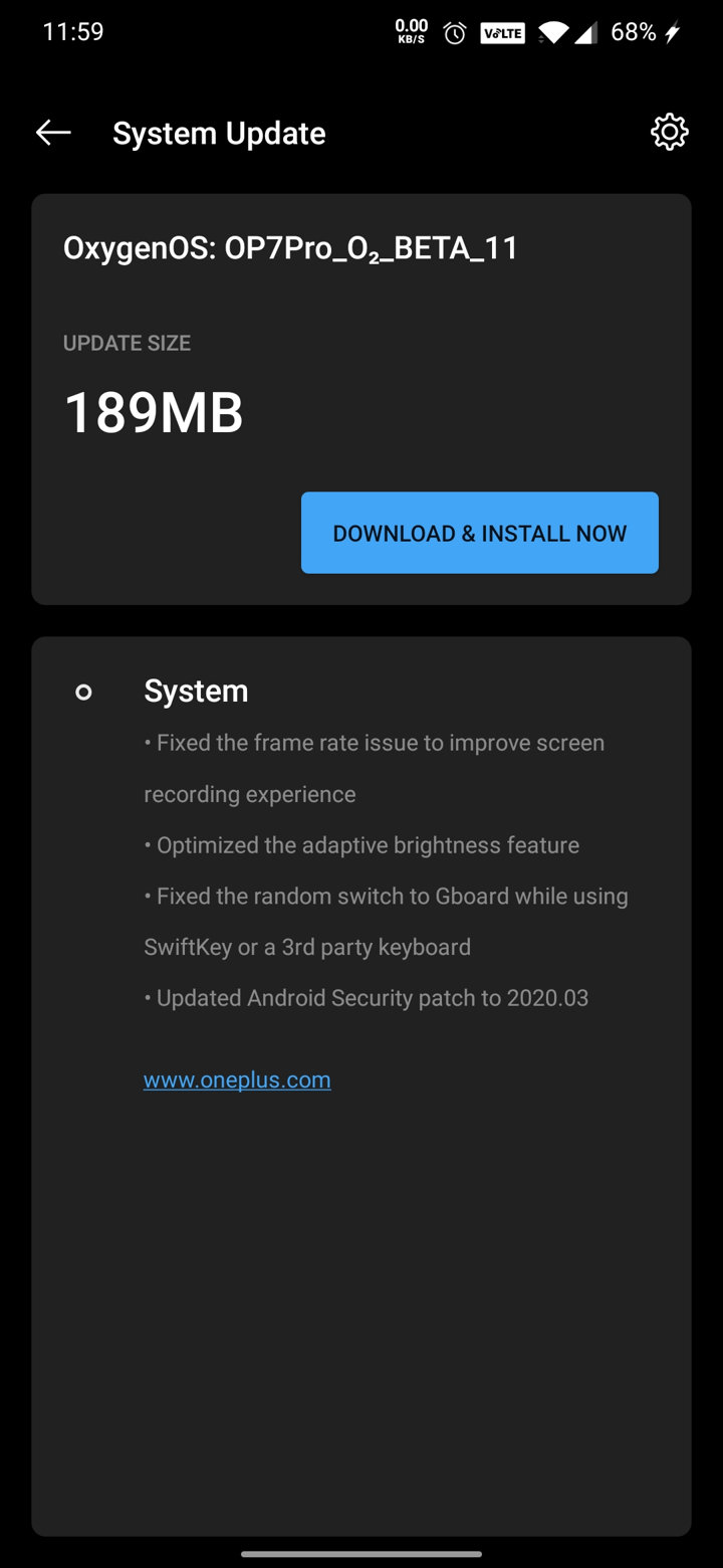 Open Beta 11 update for OnePlus 7 and 7 Pro
