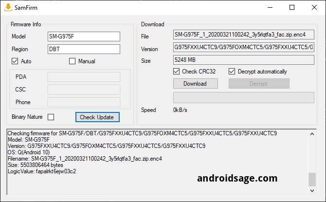 Samsung Galaxy S10 One UI 2.1 firmware update download SamFirm