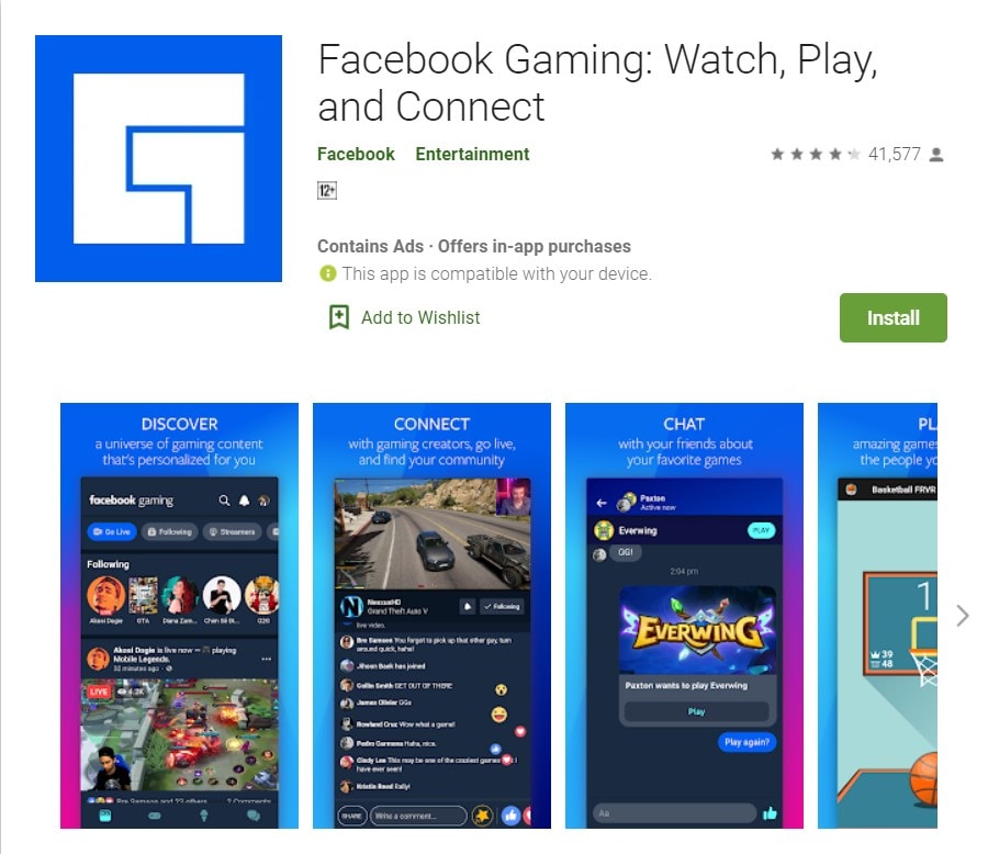 Facebook Gaming Watch Play and Connect APK download Apps on Google Play