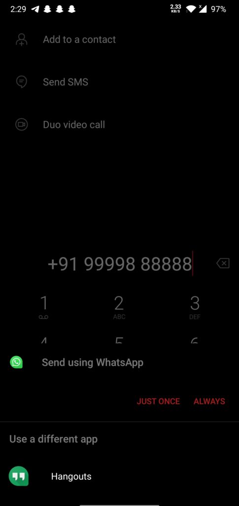 Click on message or Whatsapp