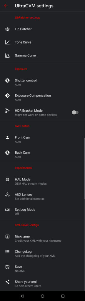 Settings of Ultra CVM Mod