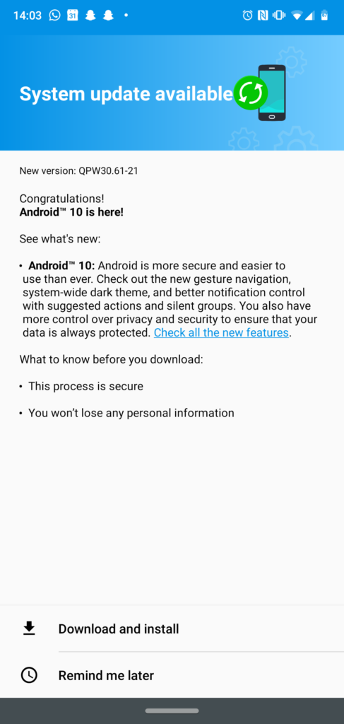 Moto G7 Plus Android 10 OTA update