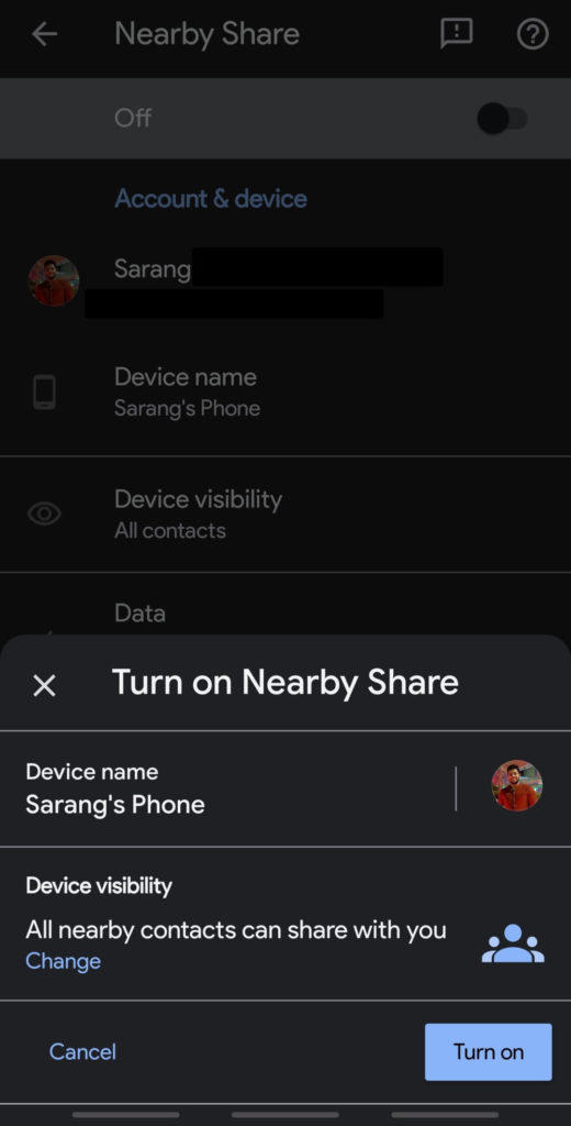 Nearby Sharing Screenshot 20200730 111318 Google Play services