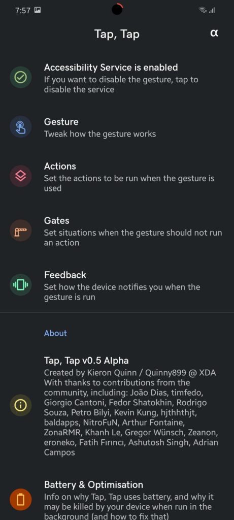 Back tap gesture for Android