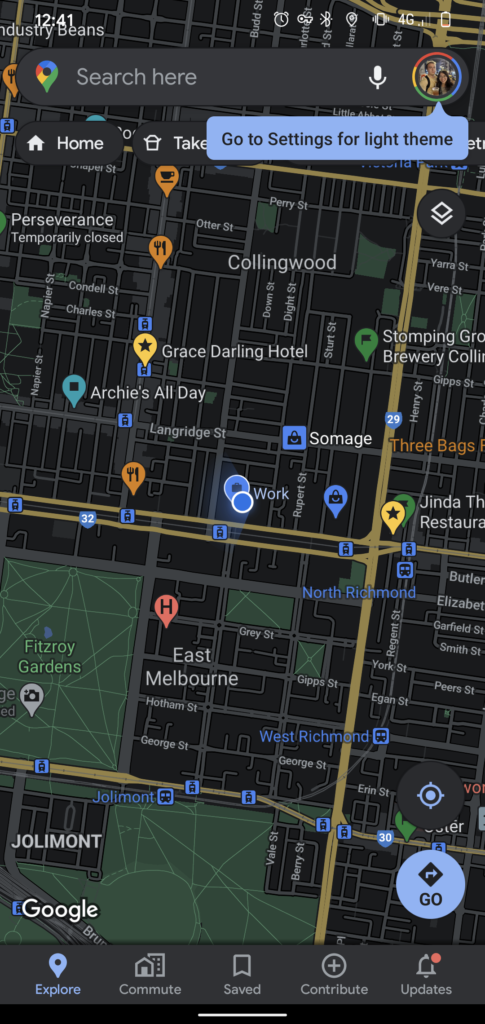 google maps dark mode