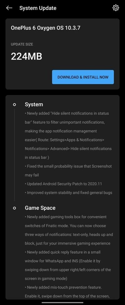 oxygen os 10.3.7 for oneplus 6 ota