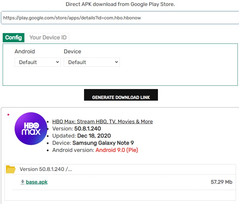 APK Downloader HBO MAX