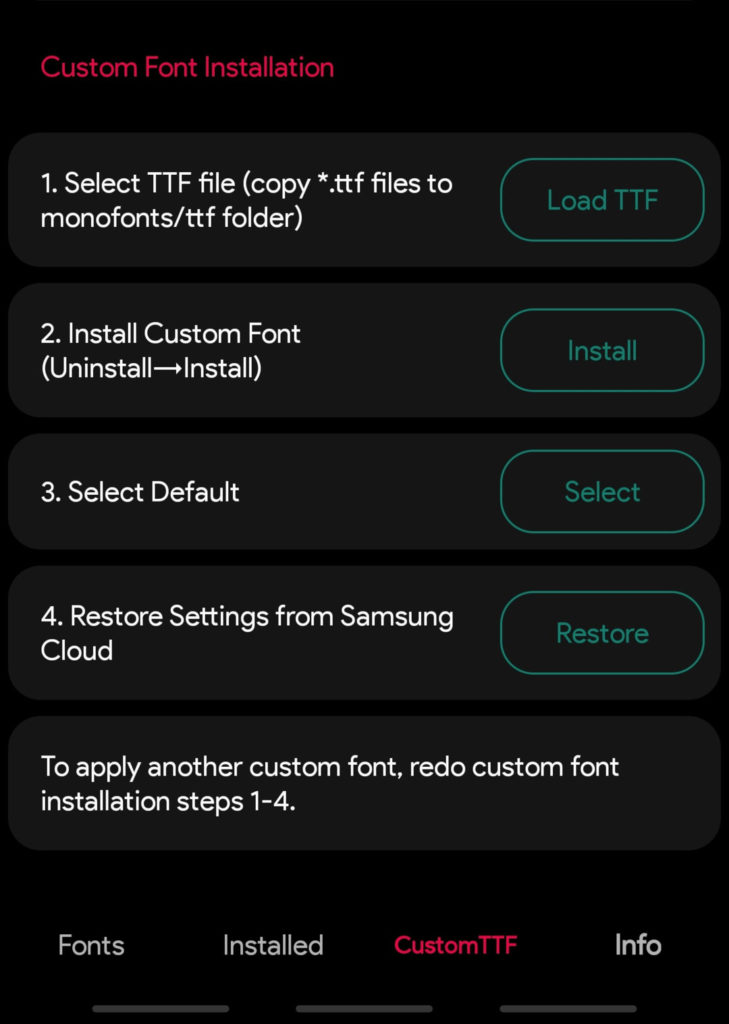 Download & Install Fonts on Samsung's OneUI 4 update based on Android 12 | Google Sans Font 2 install fonts for samsung tutorial screenshot