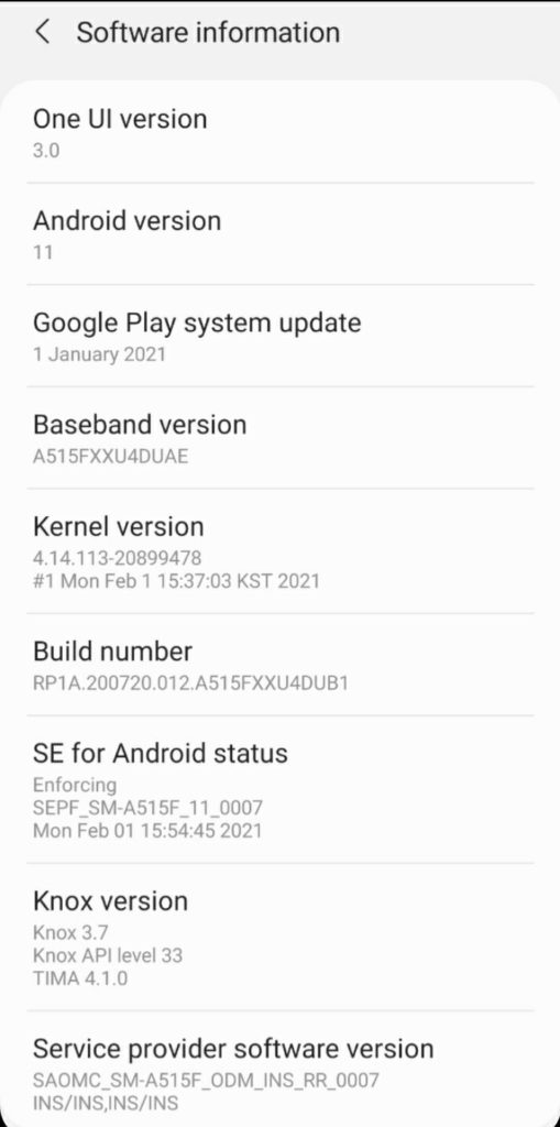 One UI 3.0 on Samsung Galaxy A51 screenshot