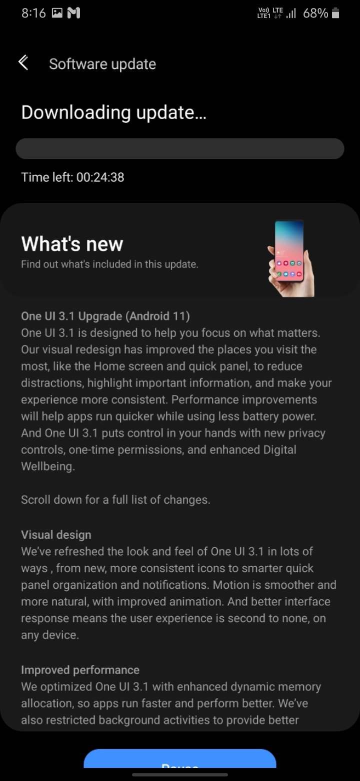 samsung galaxy m31s software update