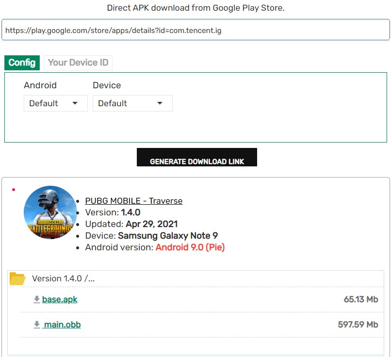 APK Downloader - PUBG Mobile 1.4.0 update