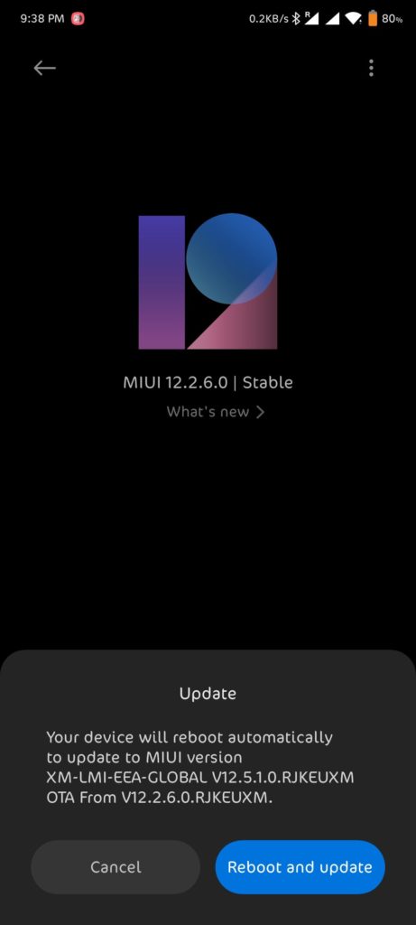 Poco F2 pro Miui 12.5 global stable update screenshot