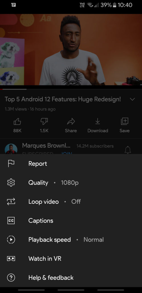 YouTube Vanced old video quality selector Screenshot (1)