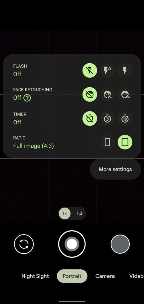 Google Camera 8.3 app screenshot settings