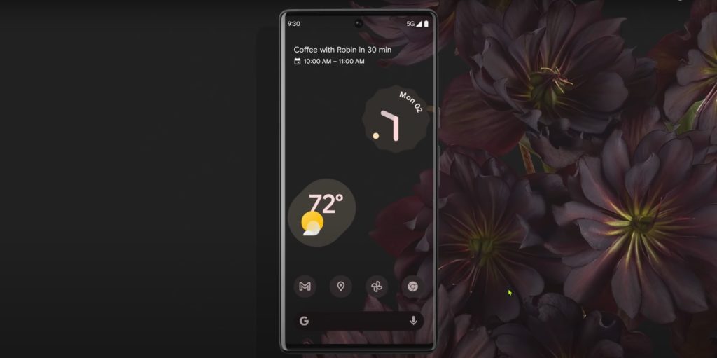 Google Pixel 6 and 6 pro front dark mode