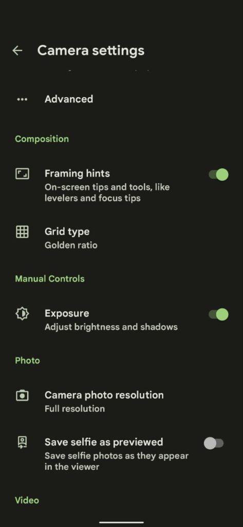 Google Camera 8.4.167 APK settings