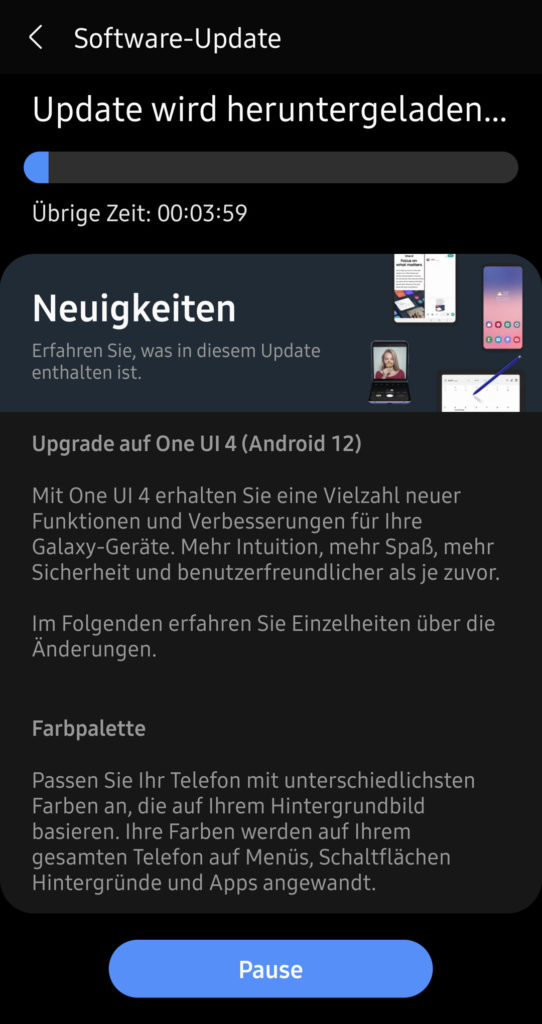 Galaxy S10 official Android 12 and One UI 4.0 update OTA downloading