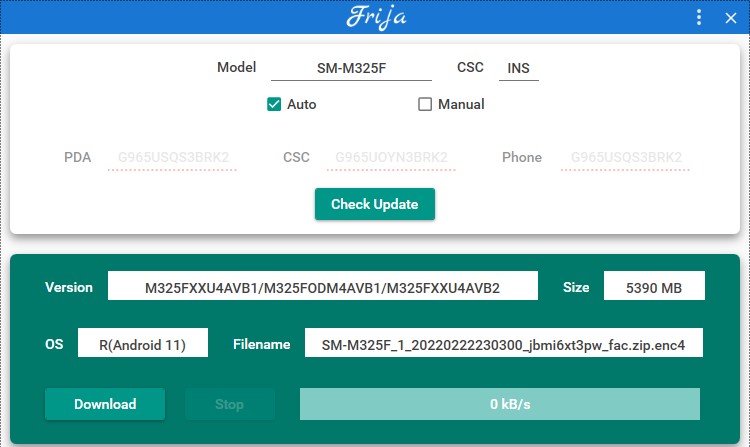 Download One UI 4.1 full stock firmware for Galaxy M32 via samfirm frija