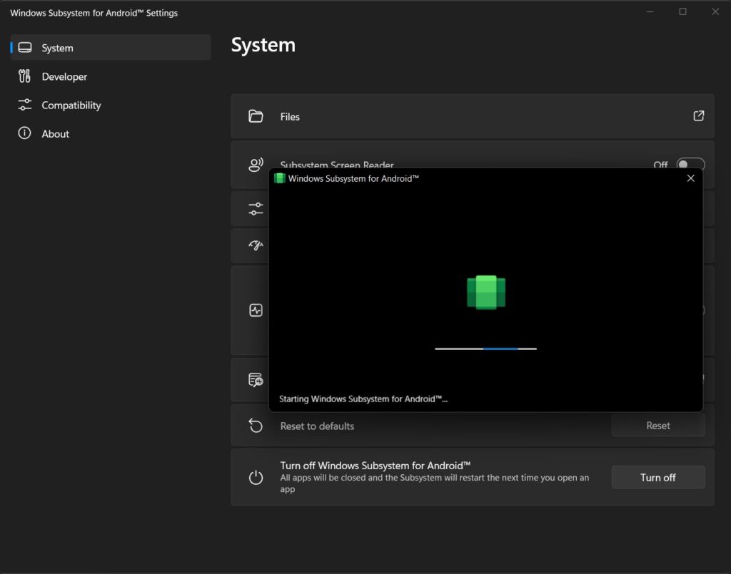 Windows Subsystem for Android on Windows 11 with Android 12.1