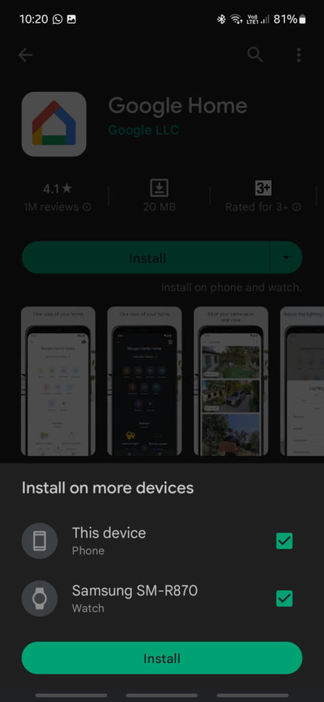 Install Android Apps on Wear OS via Google Play Store with smartphone
