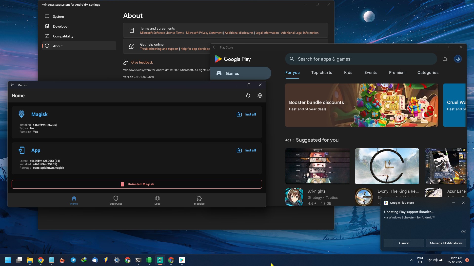 Windows Subsystem for Android 13 on Windows 11 with Magisk Root and Google Play Store