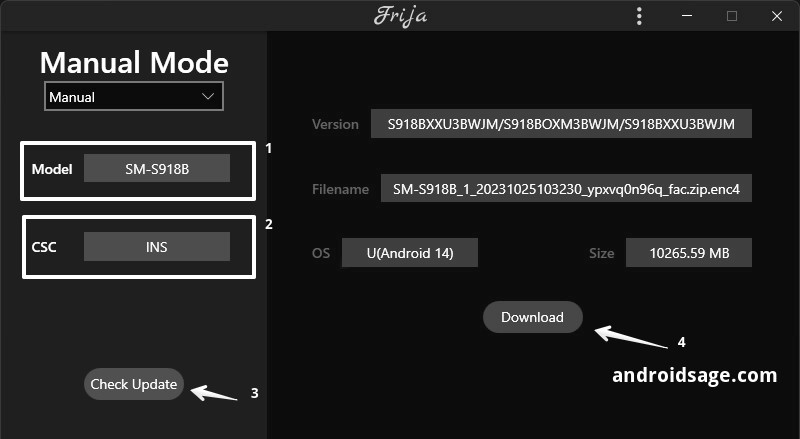 Download Samsung full stock firmware using Frija