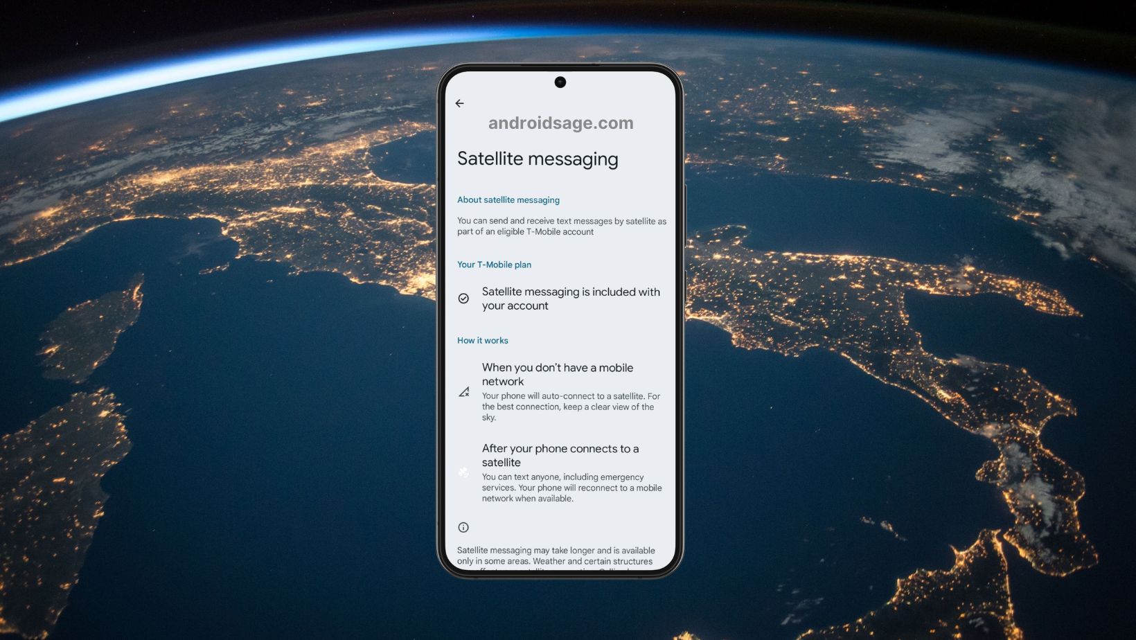 Google Satellite messaging on Android 15 androidsage.com