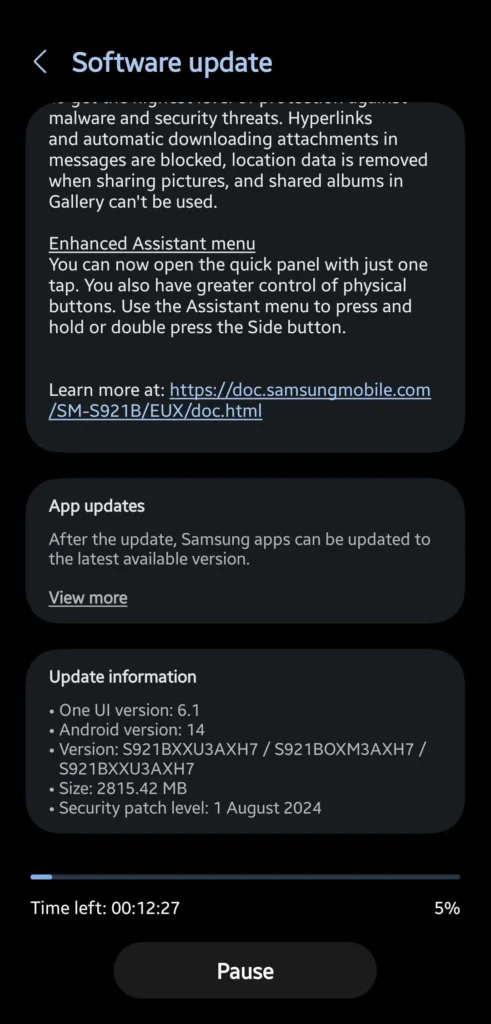 Download & Install Samsung One UI 6.1.1 for Galaxy S24 Series | Full Changelog and Feature List 2 One UI 6.1.1 based update for Galaxy S24 is NOW available in Europe