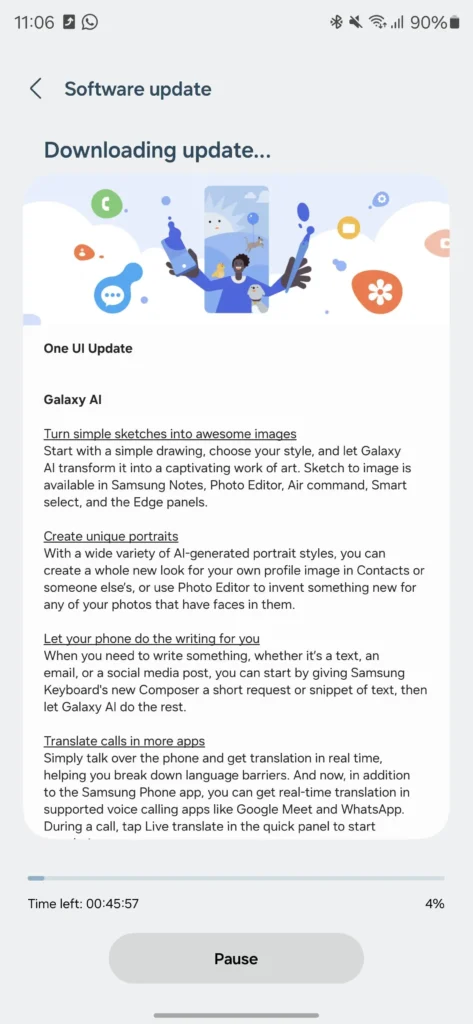 Download & Install Samsung One UI 6.1.1 for Galaxy S24 Series | Full Changelog and Feature List 3 One UI 6.1.1 update for Galaxy S24 Ultra in Europe