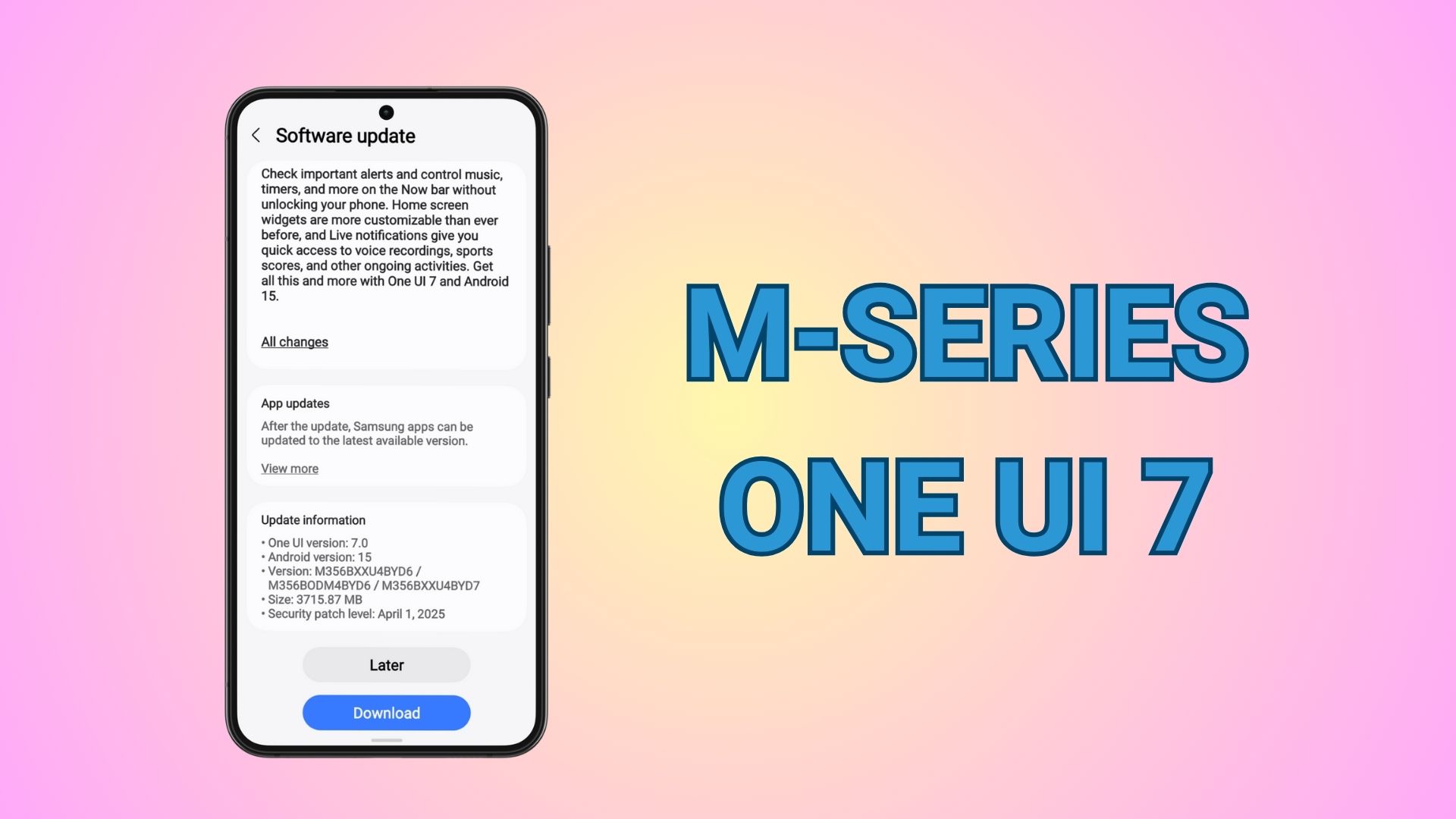 Samsung Galaxy M-Series starts receiving Stable One UI 7 Update 1 One UI 7 update Samsung Galaxy M-Series