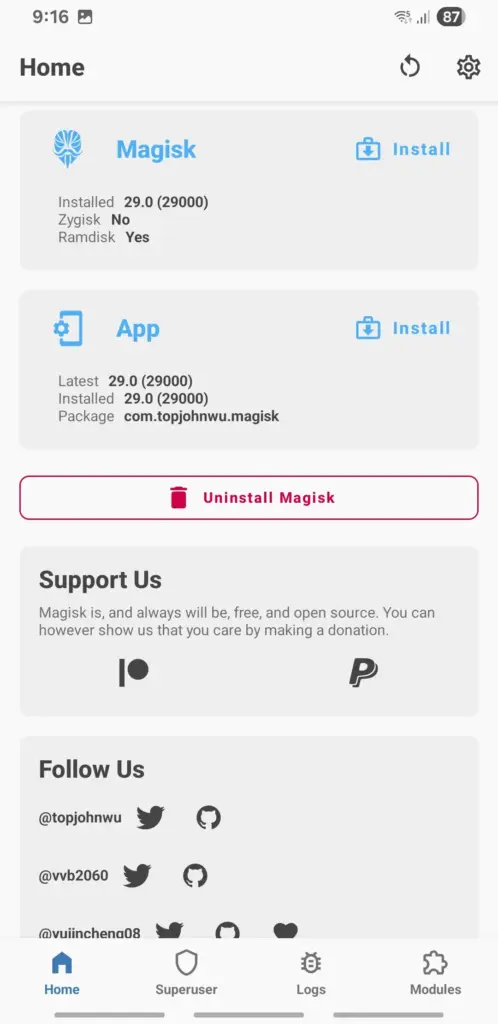Download Stable Magisk 29 developed on RUST 2 Screenshot Magisk 29