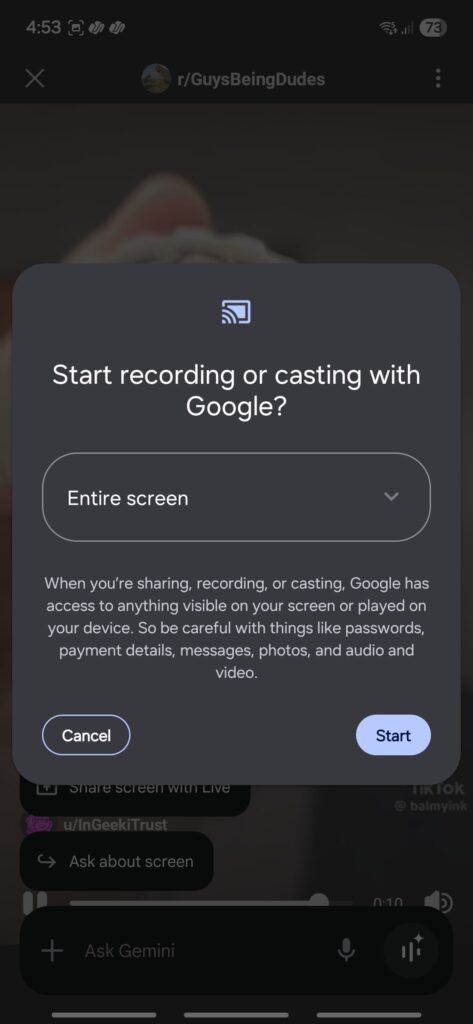 Gemini Adds Share Camera or Screen with Gemini Live for iOS and Android 5 Share Screen with Gemini Live Feature for Android (2)