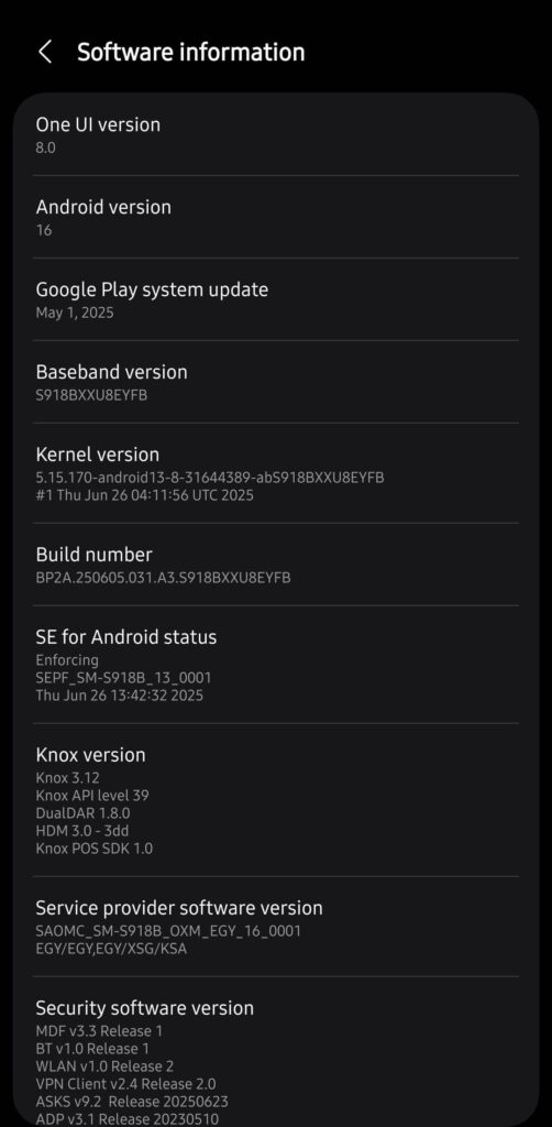 Stable One UI 8 Downloads for Galaxy S21, S22, S23, S24, FE, Fold, and A-series phones 3 One UI 8 for Galaxy S23 Ultra EYFB internal stable leaked firmware
