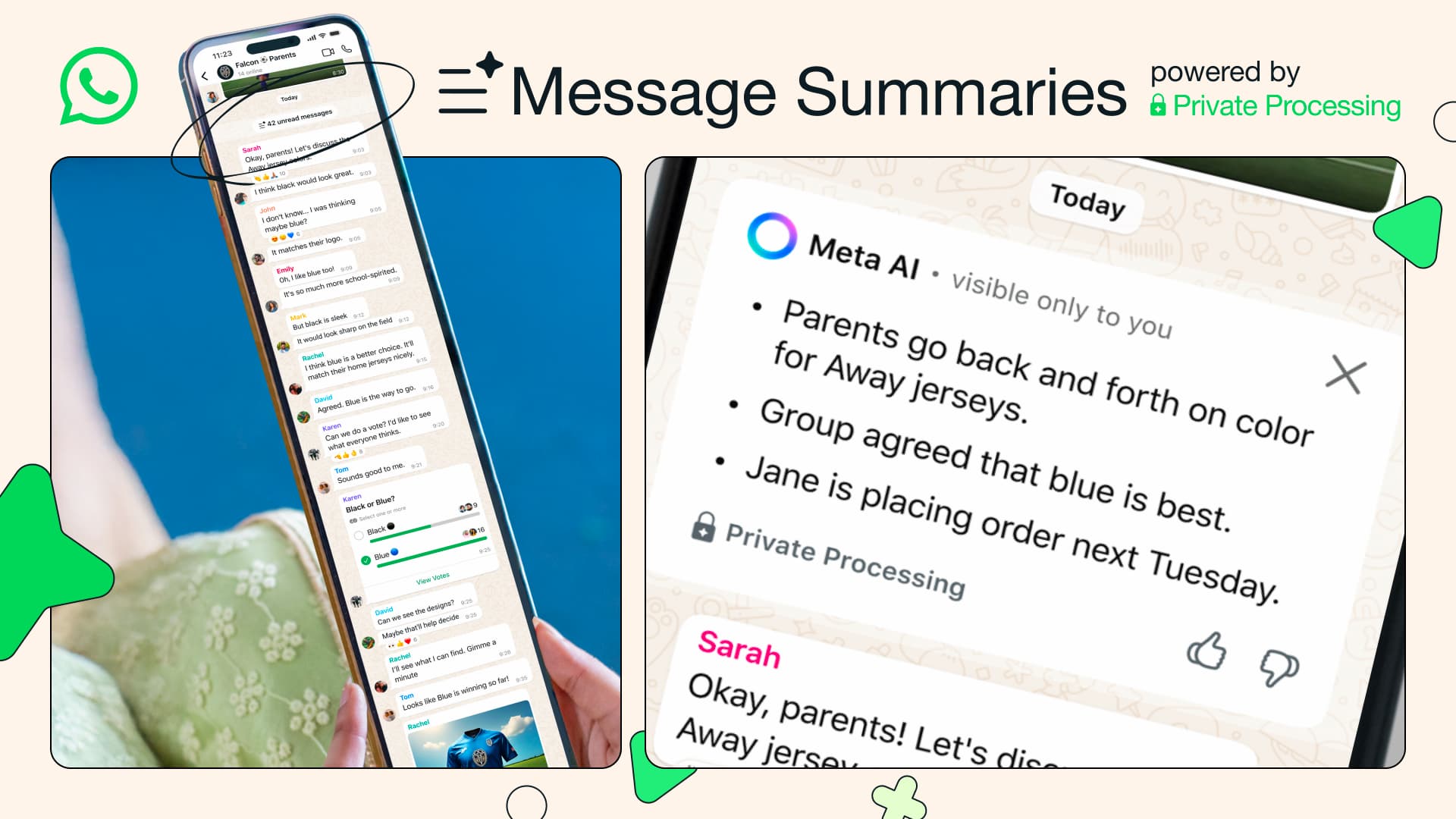 Download WhatsApp with AI Summary for Chat & New Modern Dark Theme 1 WhatsApp Catch up on conversations with Private Message Summaries