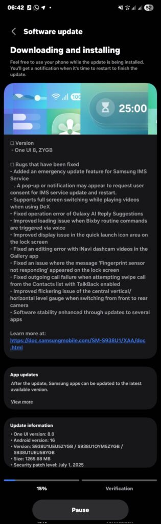 Samsung One UI 8 Beta 4 (ZYGB) Released Globally, How to Download? 2 Galaxy S25 One UI 8 beta 4 update released ZYGB Build