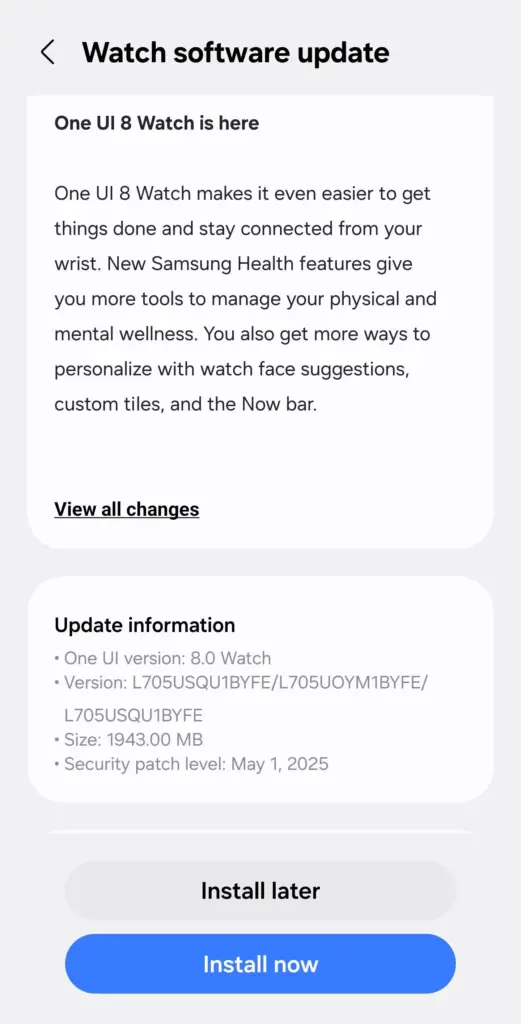 Samsung releases Stable One UI 8 Watch Update 4 Stable One UI 8 Watch Update released