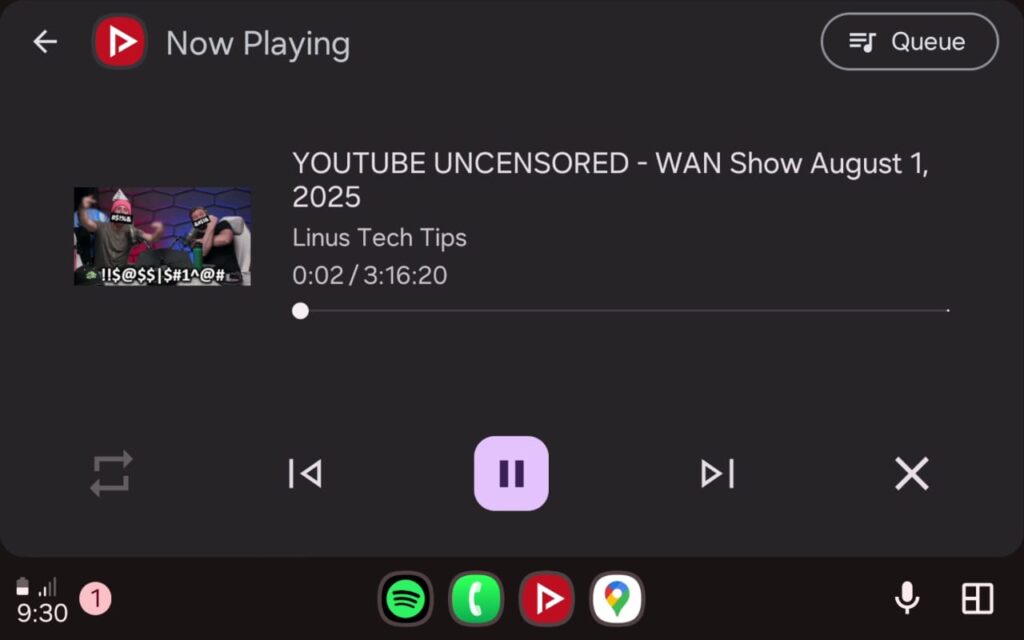 YouTube on Android Auto via NewPipe Screenshot (1)