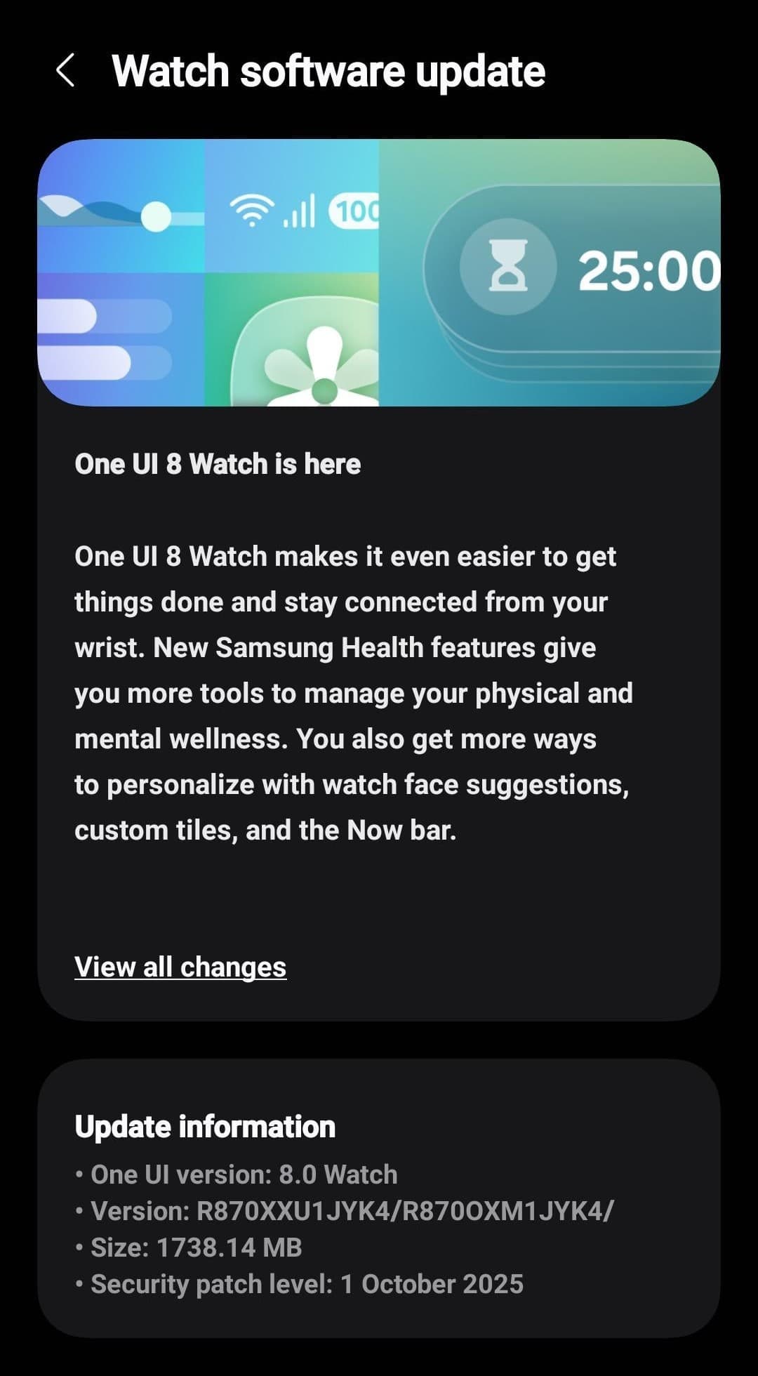 Galaxy Watch 4 One UI 8 Update