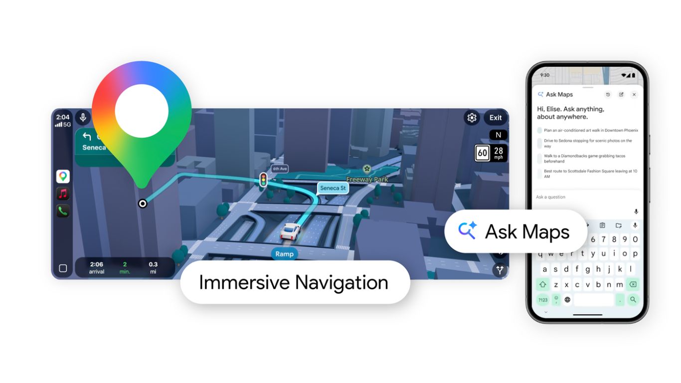 Google Maps Update adds Immersive Navigation and Ask Maps