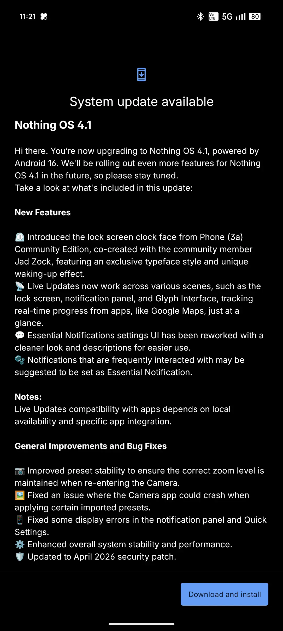 Nothing OS 4.1 on my Phone 2A
