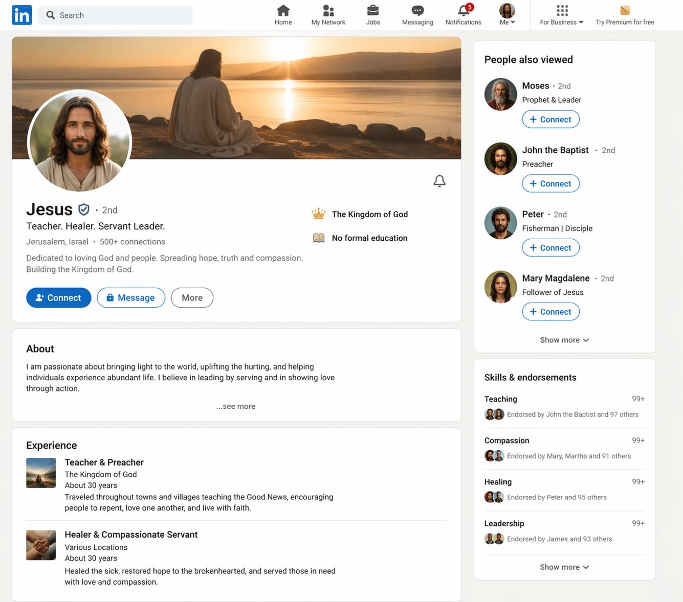 LinkedIn screenshot of Jesus by Gpt image v2