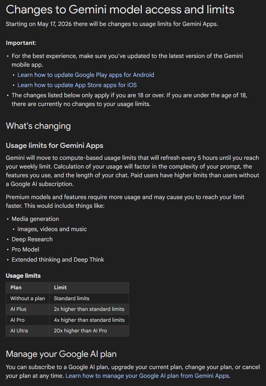 Gemini's new Usage Limits Shows Exactly When When You Hit It 8 Changes to Gemini model access and limits