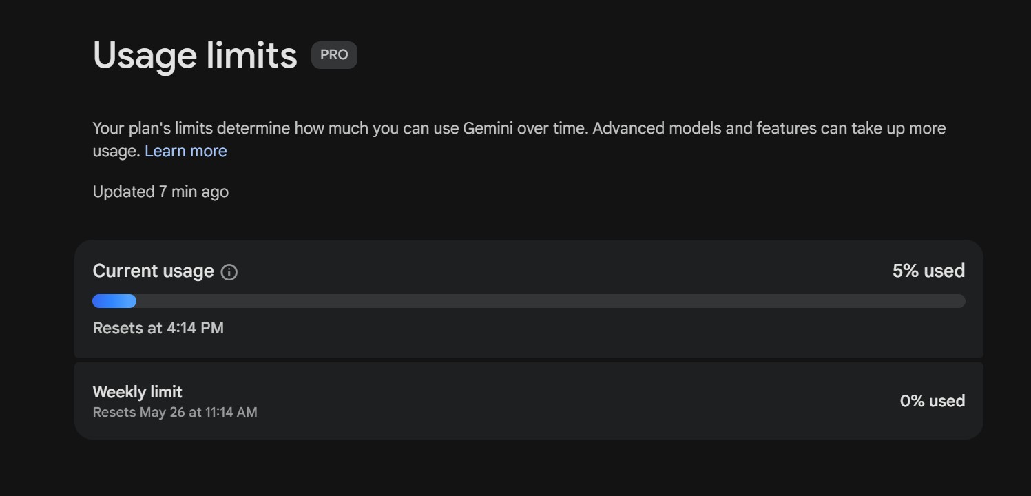 Gemini's new Usage Limits Shows Exactly When When You Hit It 7 Gemini Usage limits