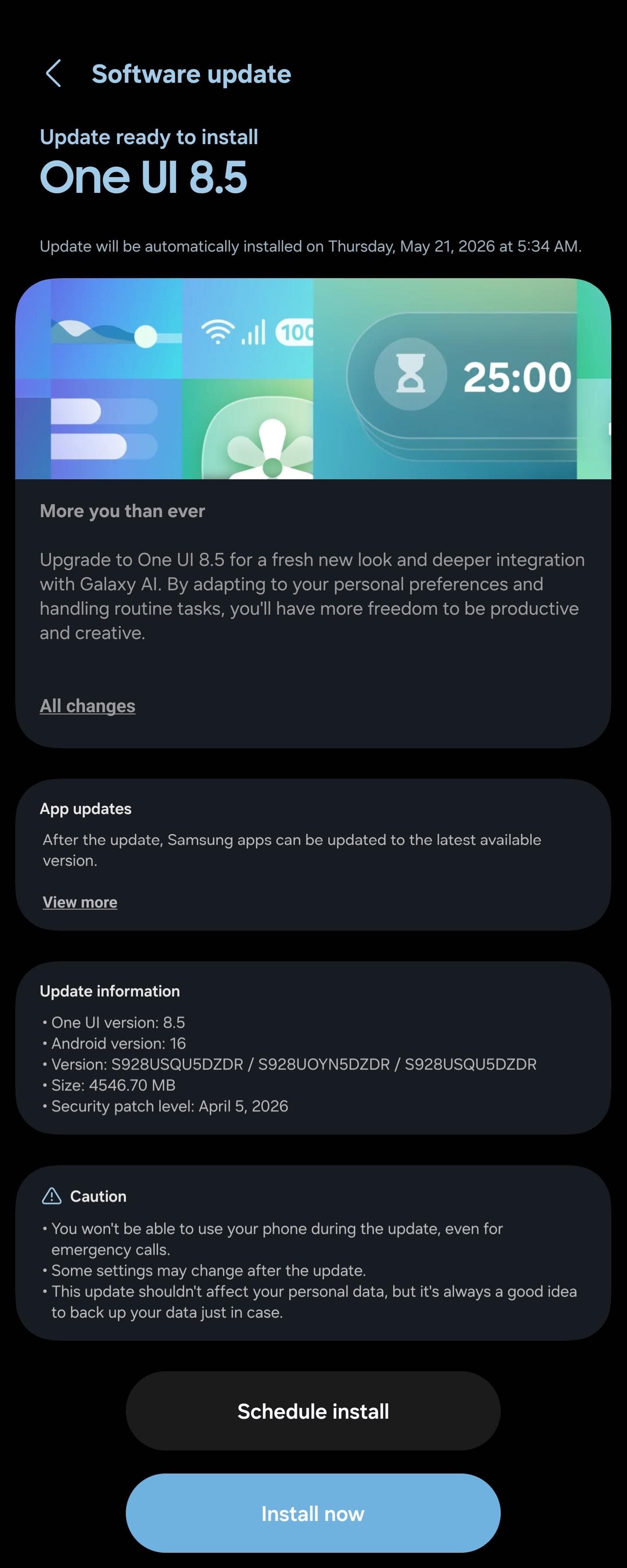 One UI 8.5 for S24 series in United States T-Mobile